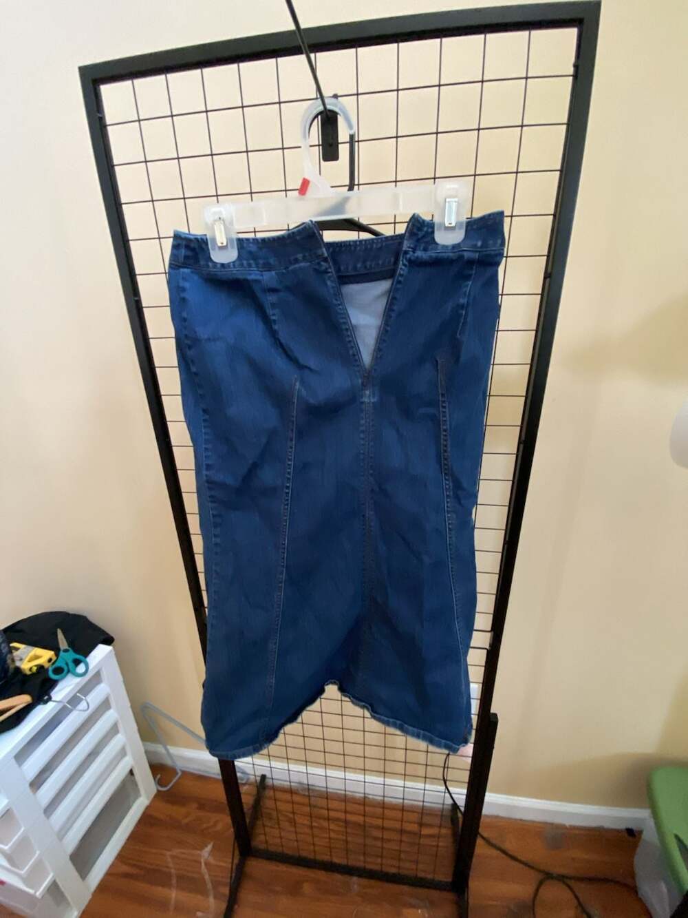 Talbots Denim Midi Skirt Size 6 Petite Blue Stretch Jean